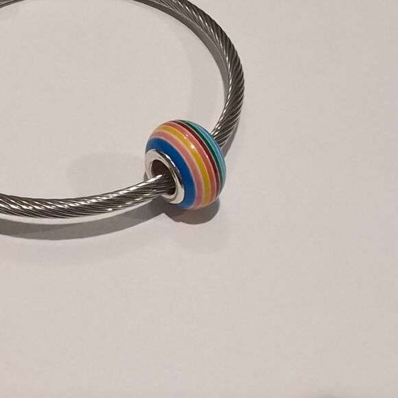 Silver Blue Rainbow Charm for Pandora Style Bracelet - Picture 4 of 4
